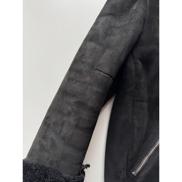 ACNE STUDIOS Velocite Black Leather Shearling Motorcycle Moto Jacket, Size 34/XS - Picture 9 of 16